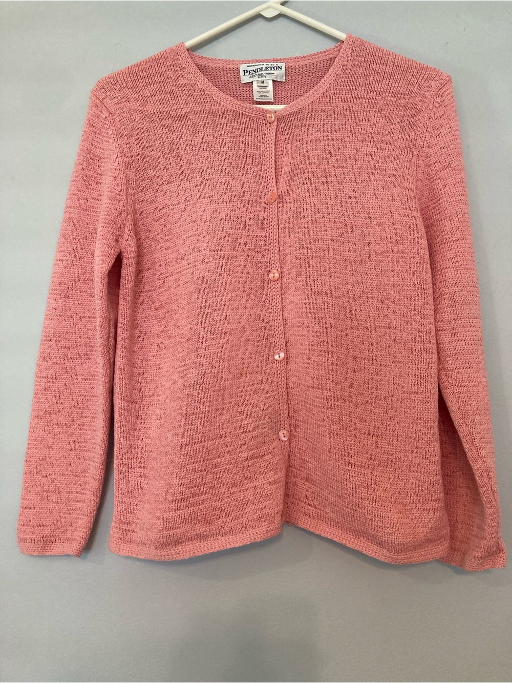 Pendleton Coral Pink Button-Front Knit Cardigan sz MP